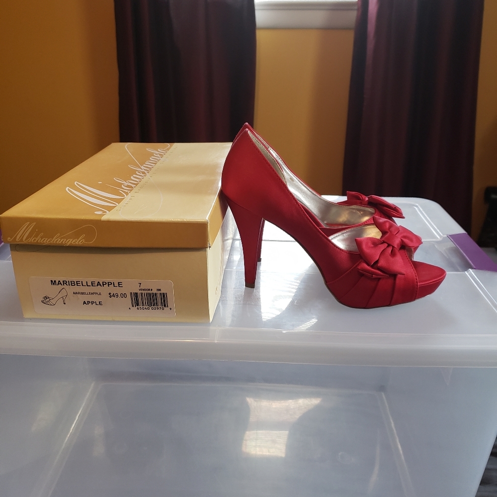 Red Satin Pumps